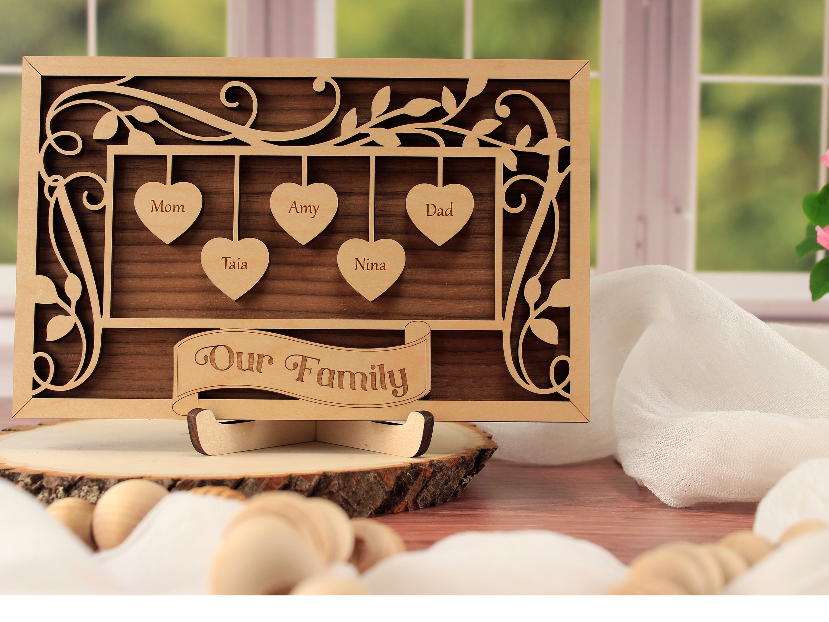 Name Frame Toy Family Tree Frame and Names Family Gift Grandkids Sign - Etsy
