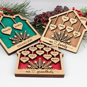 Family Christmas Ornament 2025,  Large Family Ornament Personalized Christmas Ornaments, Grandkids Ornament, Grandparent, 2 - 10 Names