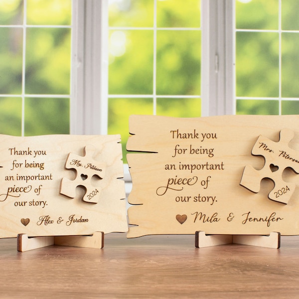 Thank You Gift for Teacher Personalized Wooden Plaque, End of Year Teacher Gifts, Thank You for Being an Important Piece of My Story Sign