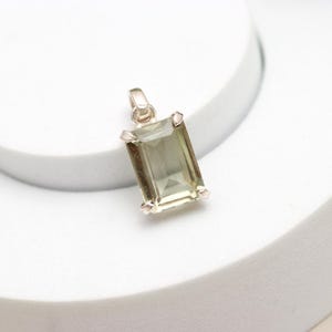 Green Amethyst Pendant-Natural Prasiolite Necklace Set 925 Sterling Silver-Amethyst Green Jewelry Pendant-Anniversary Gift For Her