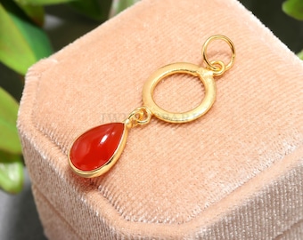 Handmade 14k Gold Carnelian Charm,Carnelian Charm Gold Pendant, Charm Necklace, carnelian Gold Charm, Gift for Her