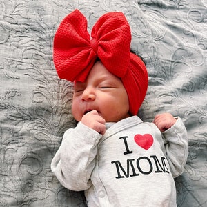 Baby headbands, Hospital baby headband, Red bow , Newborn headband , Babyshower gift , Christmas bow ,  Stretchy baby headband, Baby bows