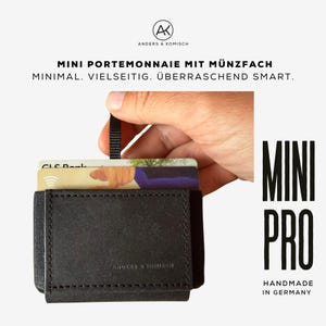 Cartera MINI PRO con monedero - Cartera minimalista - Monedero pequeño negro - Pequeño, elegante y único 9 x 5,5 cm