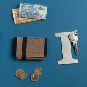 MINI Portemonnaie mit Schlüsselkarte - Nachhaltig produziert in Deutschland Braun/Schwarz 9 x 5,5 cm