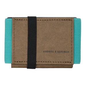 Mini Portemonnaie mit Münzfach Damen - Kleiner Geldbeutel Herren - Minimalistisches Slim Wallet - Braun/Mint 9x5,5 cm