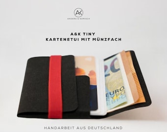 Tiny Wallet for men Slim Minimalist Card holder for women with Coins pocket Vegan Water Resistant Material Handmade Made in Germany