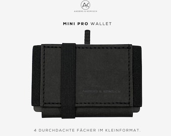 MINI PRO Slim Wallet with Coin Pocket – Black | Minimalist Vegan Card Holder | Handmade in Germany
