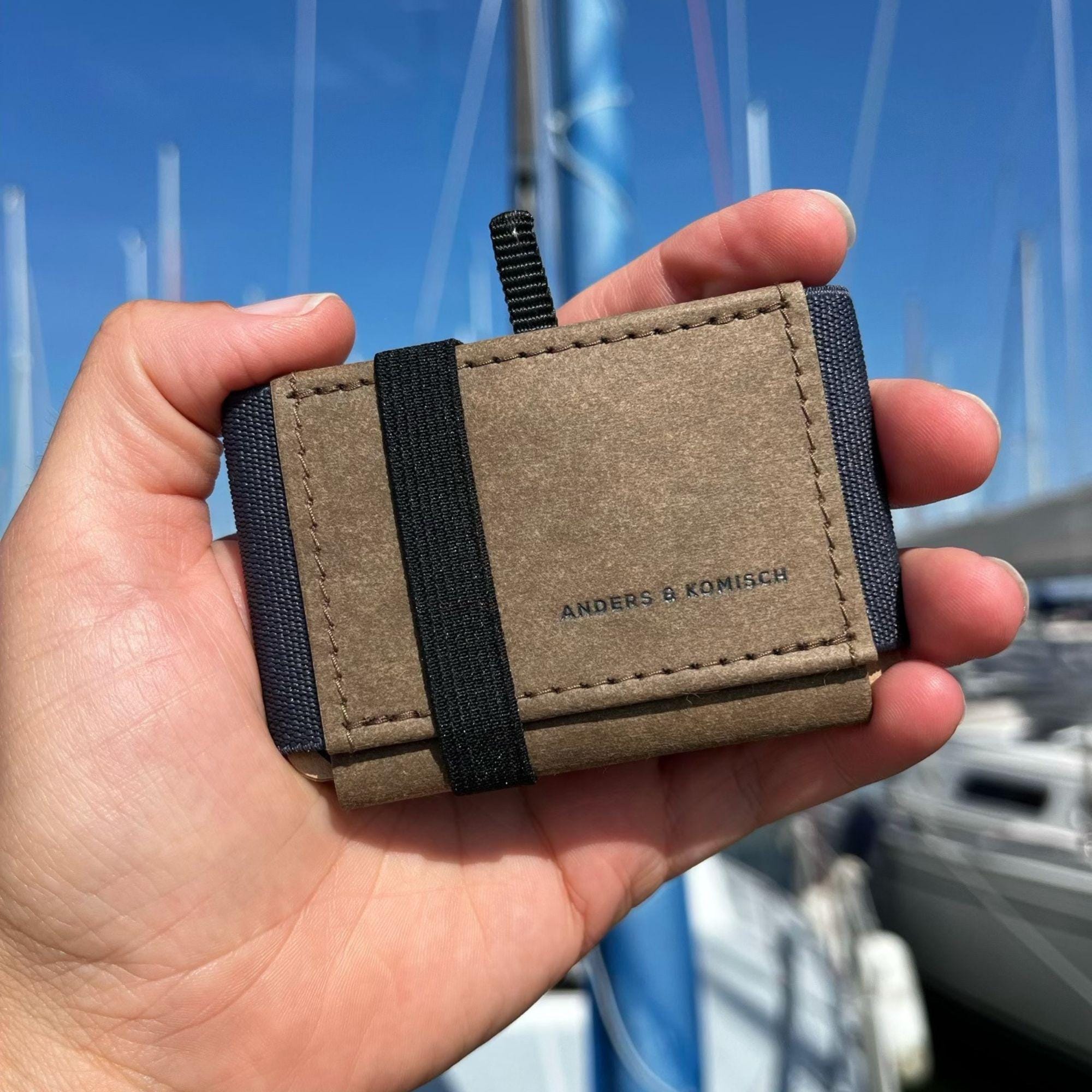 MINI PRO Wallet - Minimalist wallet clever.small.different - Minimal Wallet Men Handmade in Germany Brown/Gray 9 x 5.5 cm