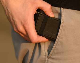 Mini Flexible Wallet with coin pocket for women men Slim cardholder Black Variety colors of elastic bands Water Resistant Made in Germany