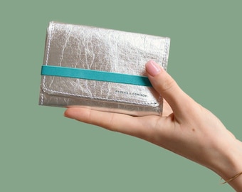 Geldbörse Damen mittelgroß Schmales ausgefallenes Portemonnaie mit Münzfach Sinnvolles Nachhaltiges Geschenk
