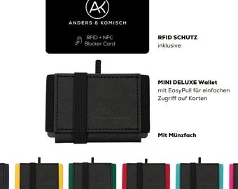 Slim wallet with RFID protection and coin pocket - MINI DELUXE wallet black - Minimalist.Smart.Handmade in Germany