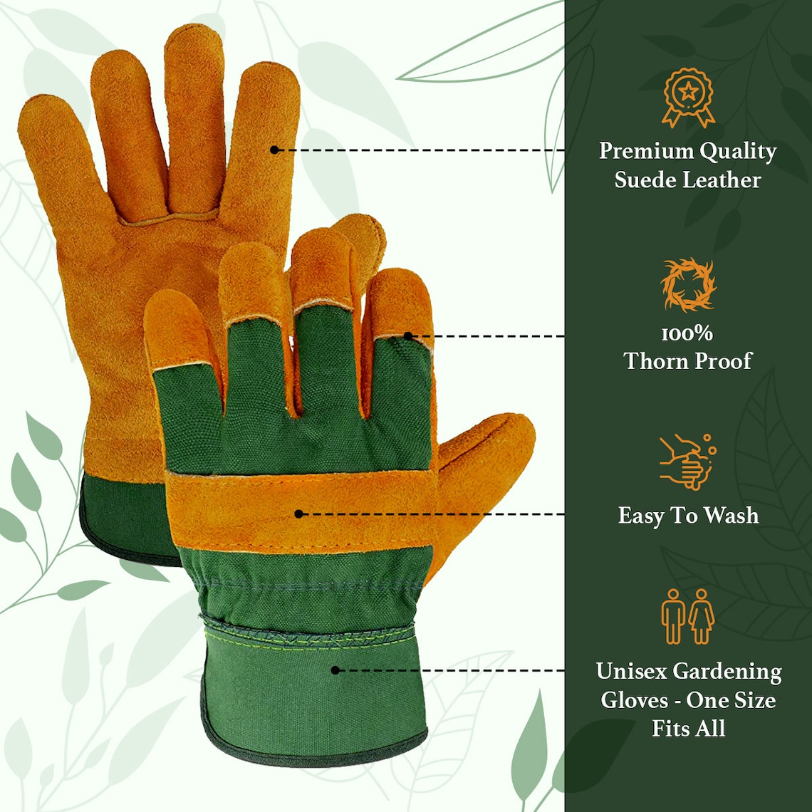 Mens Gardening Gloves Unisex One Size Fits All Genuine Suede Etsy