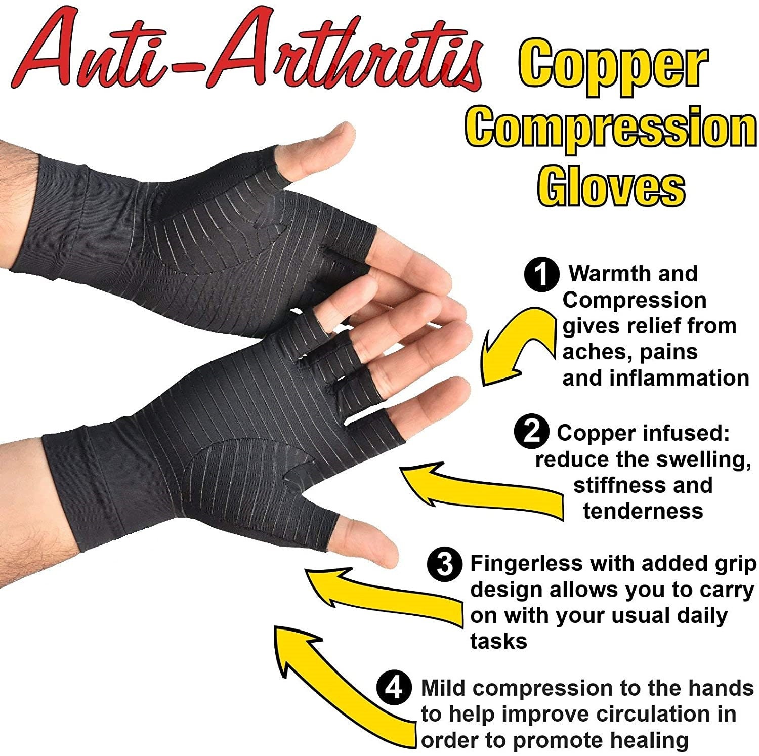 Arthritis Compression Gloves Work With Warm Hands Copper Etsy