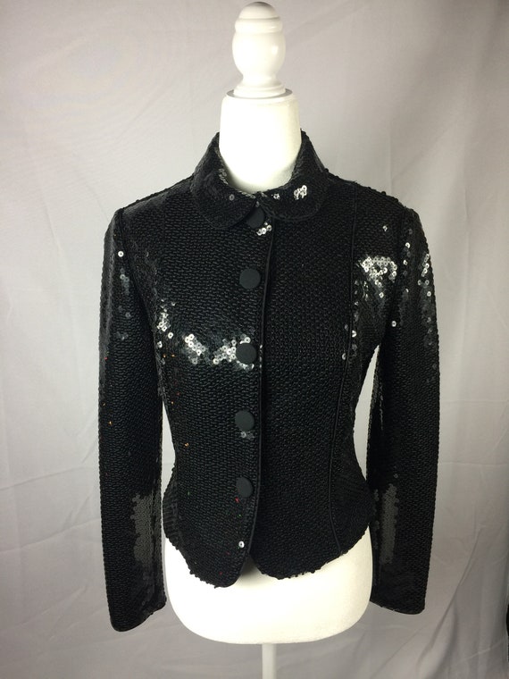 80s 90s Women's Giorgio Armani Black Sequin Jacket