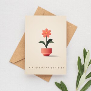 Geburtstagskarte Glückwunschkarte Karte zum Geburtstag Geschenk für dich mit Blumentopf Illustration in DIN A6 mit Umschlag