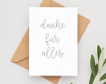 Dankeskarte Danke für alles Hochzeit Karte DIN A6 Klappkarte mit Umschlag