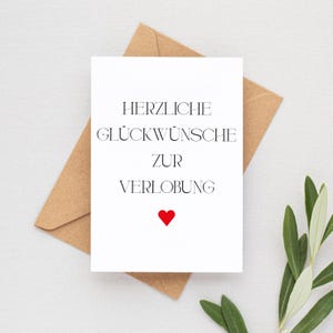 Glückwunschkarte zur Verlobung | Herzliche Glückwünsche zur Verlobung | Grußkarte | Typografie | DIN A6 mit Umschlag