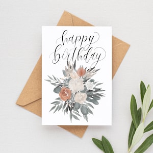 Geburtstagskarte Glückwunschkarte Karte zum Geburtstag Happy Birthday mit Blumen in Aquarelloptik in DIN A6 mit Umschlag