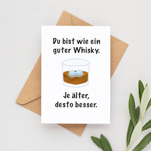 Whisky Karte lustige Geburtstagskarte für den Mann in DIN A6 mit kraftfarbendem Umschlag