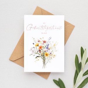 Geburtstagskarte | Wildblumen Blumenstrauß | Glückwunschkarte | Karte zum Geburtstag | Aquarell | DIN A6 mit Umschlag