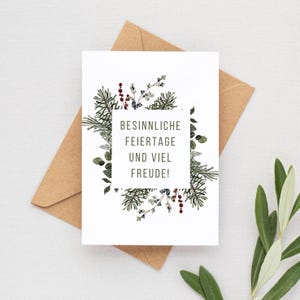 Weihnachtskarte | Besinnliche Feiertage Karte |  Grußkarte | DIN A6 mit Umschlag