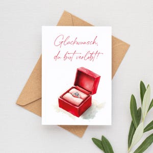 Glückwunschkarte zur Verlobung | Glückwunsch, du bist verlobt! | Grußkarte | Ringbox | Aquarell | DIN A6 mit Umschlag