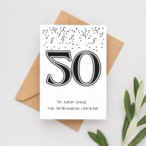 Geburtstagskarte 50. Geburtstag Meilenstein in DIN A6 mit Umschlag