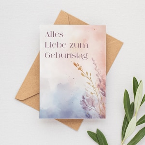 Geburtstagskarte Glückwunschkarte mit Aquarellhintergrund Watercolor Illustration | DIN A6 mit Umschlag
