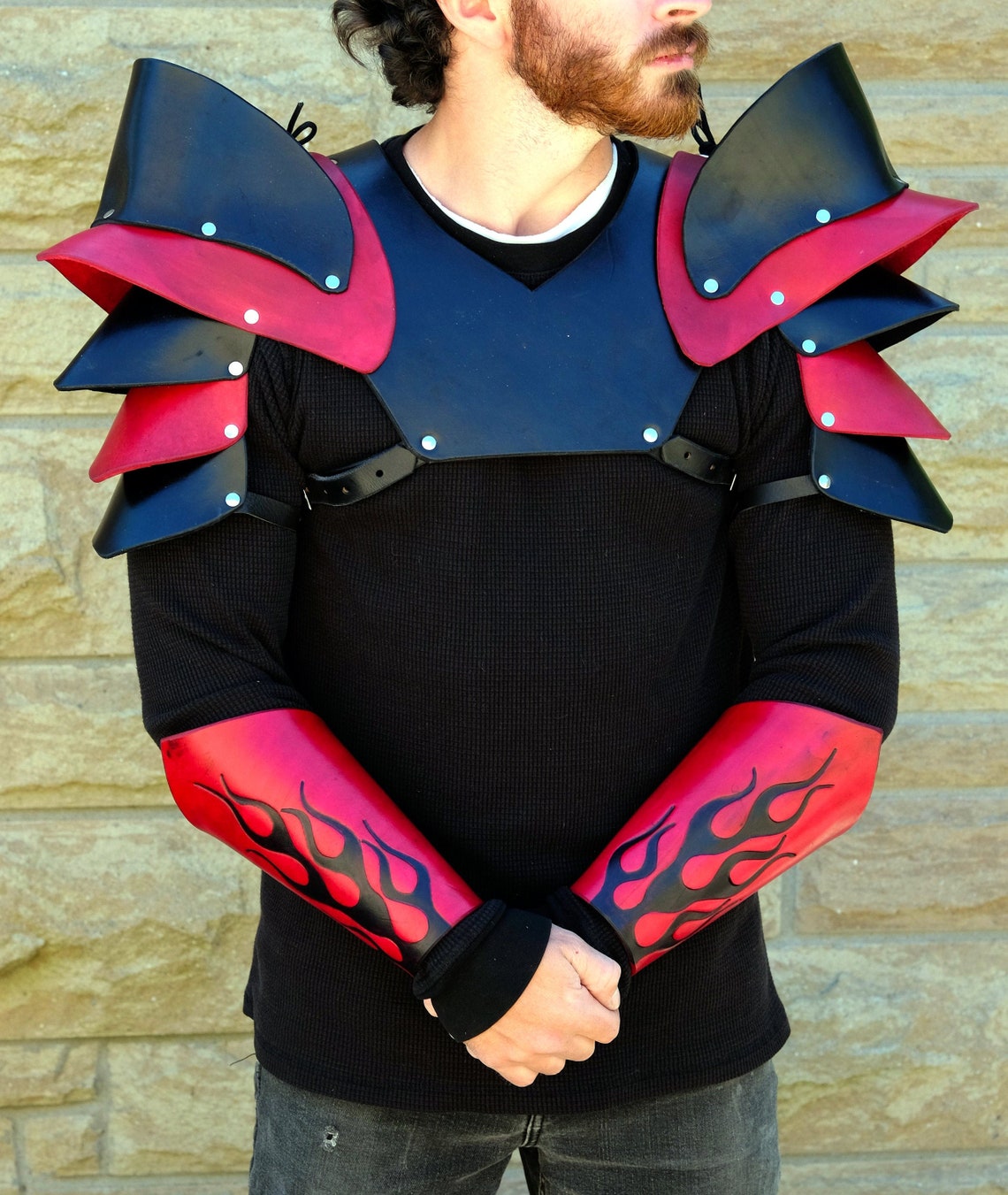 Flared flame leather armour set for LARP and cosplay Etsy