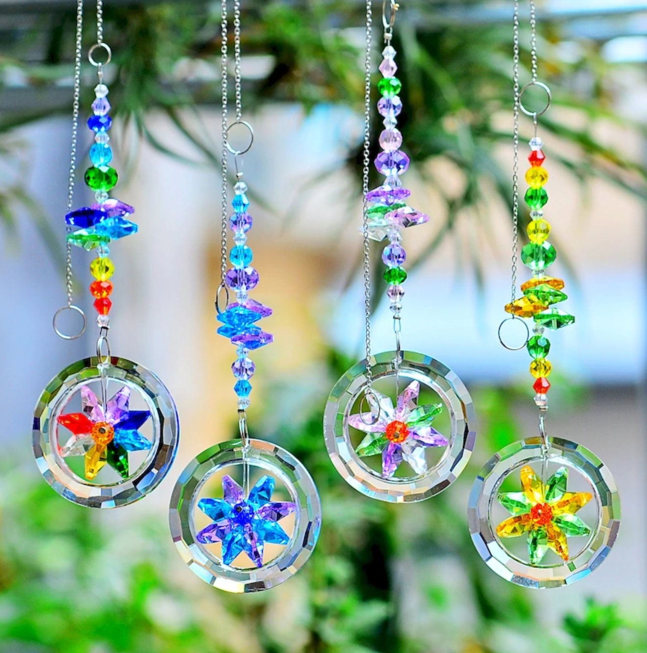 Natural gemstone hanging crystal prisms / chakra prisms Etsy