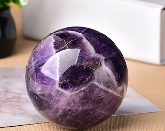 Grande boule d'améthyste naturelle AAA - Sphère de pierre en cristal - Sphère boule de cristal de quartz violet naturel - Boule de cristal curative 25 mm-70 mm + base