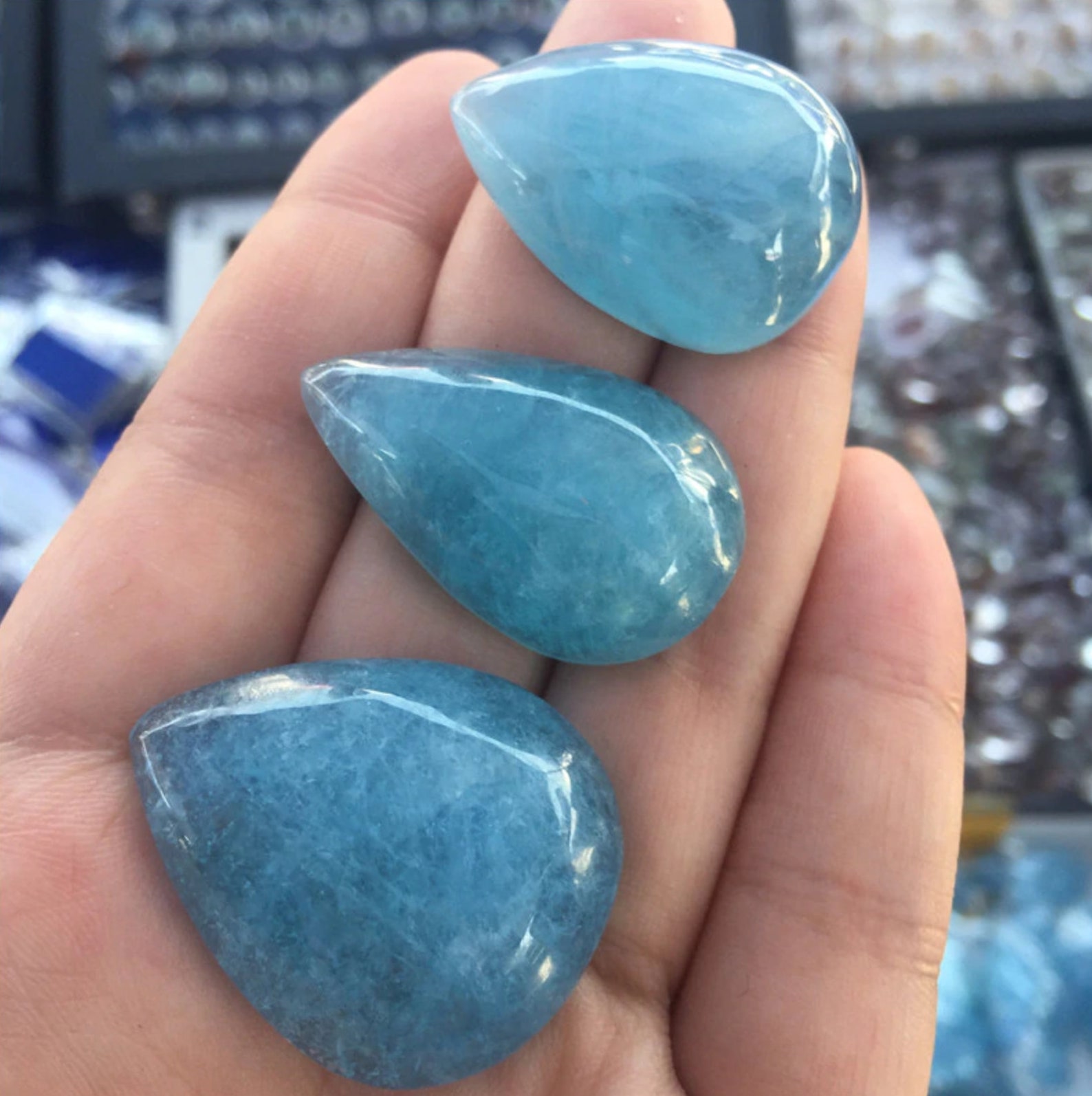 Natural Natural aquamarine blue Stones for jewelry making // Etsy