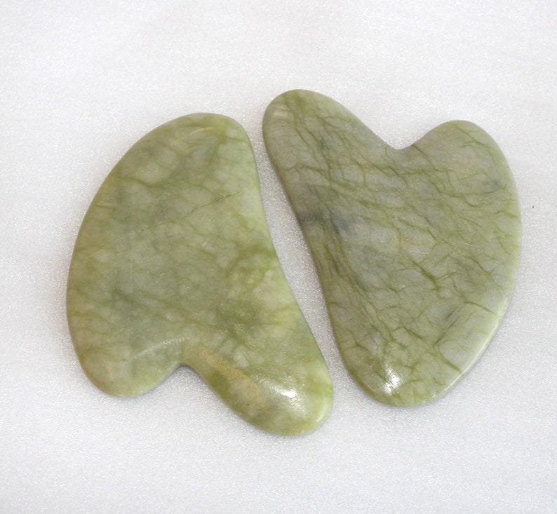 Natural green jade Gua Sha Board Pink Jade Stone Body Facial Eye Scraping Plate Acupuncture Massage Relaxation Health Care