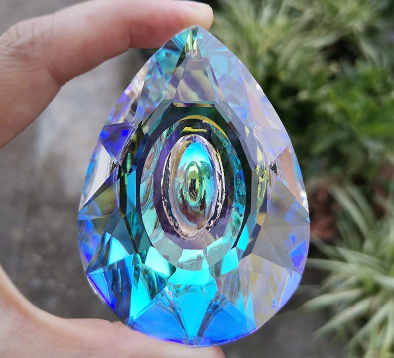 Large QUARTZ Crystal Prism Suncatcher Hanging Decoration Etsy