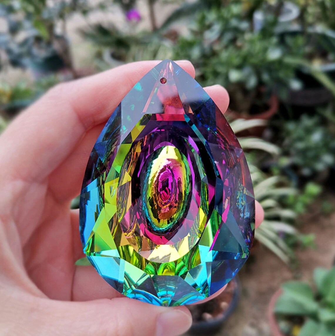 Large QUARTZ Crystal Prism Suncatcher Hanging Decoration Etsy