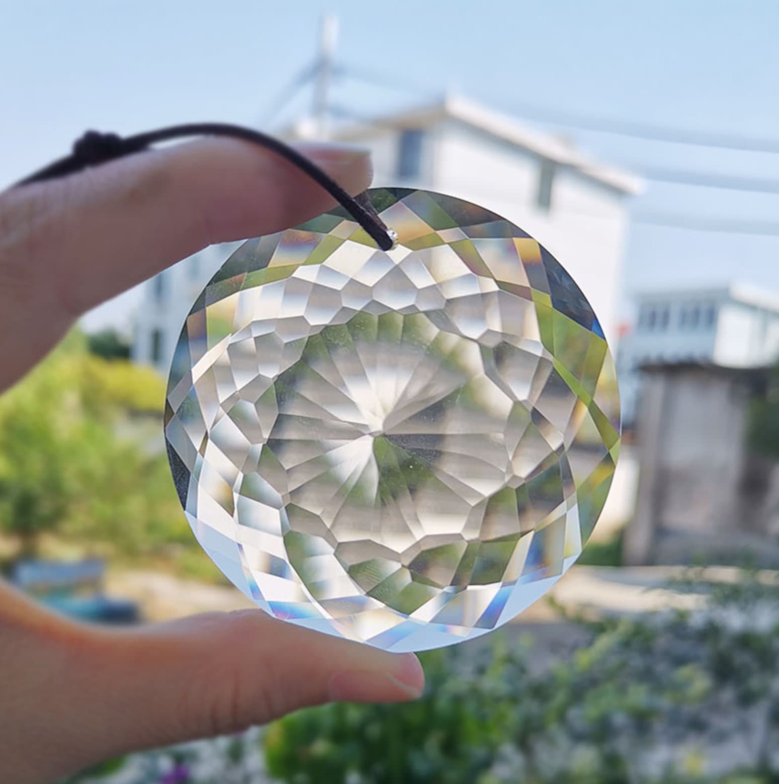 Large QUARTZ Crystal Prism Suncatcher Hanging Decoration Etsy