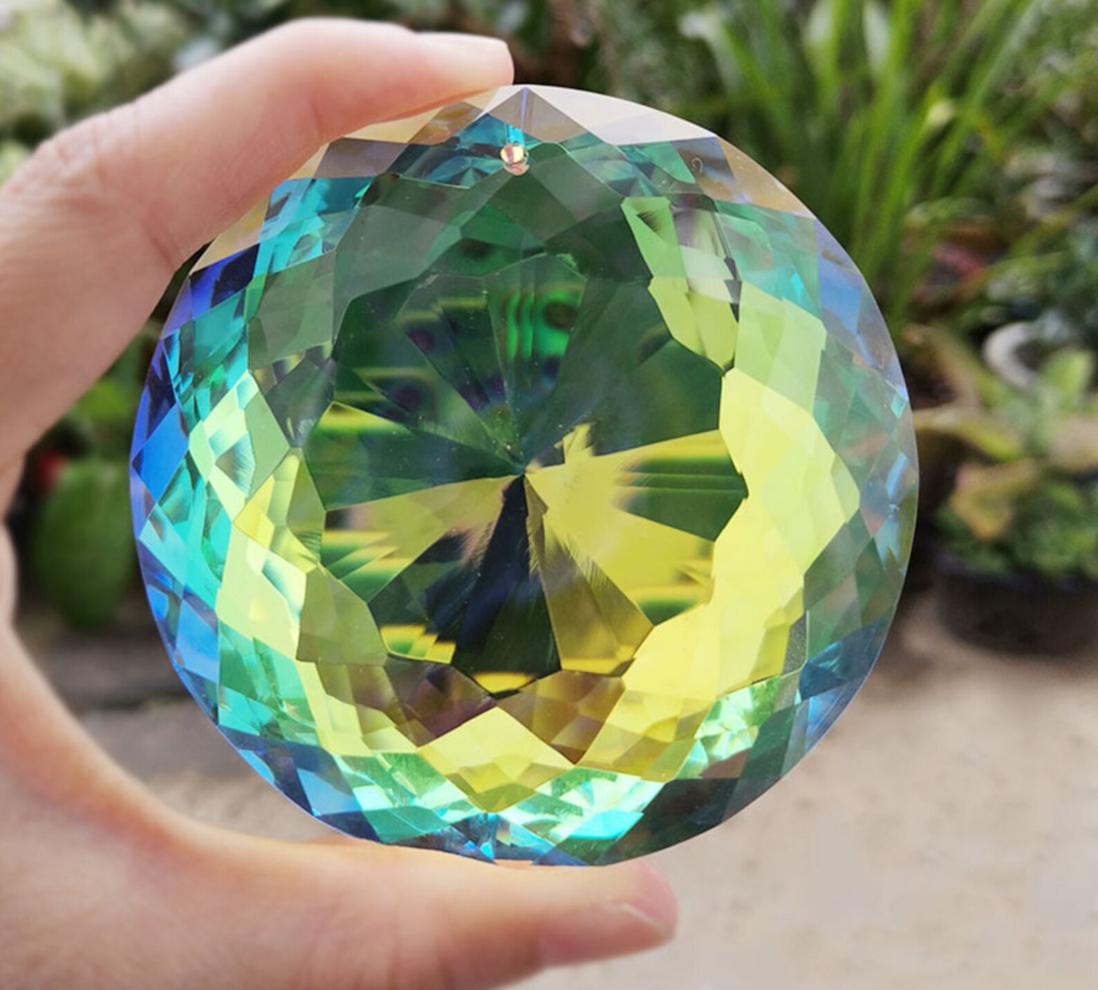 Large QUARTZ Crystal Prism Suncatcher Hanging Decoration Etsy