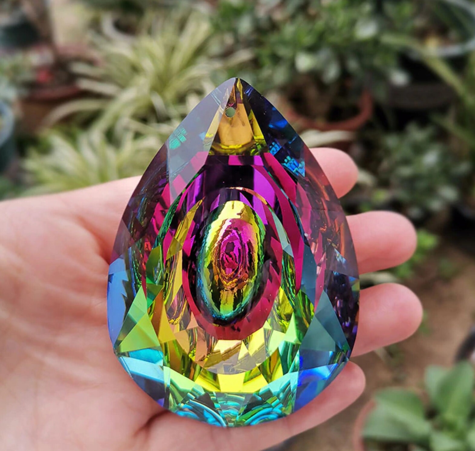 Large QUARTZ Crystal Prism Suncatcher Hanging Decoration Etsy