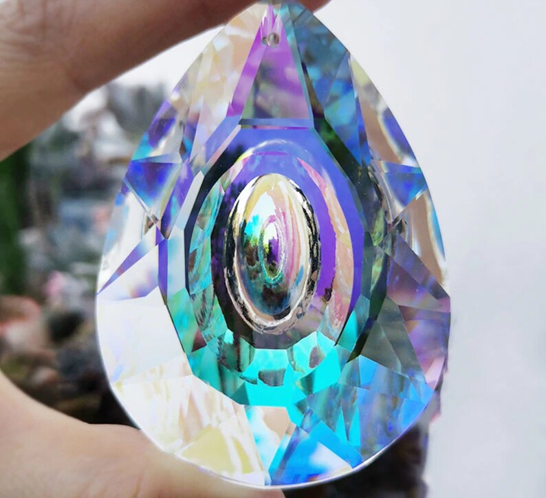 Large QUARTZ Crystal Prism Suncatcher Hanging Decoration Etsy