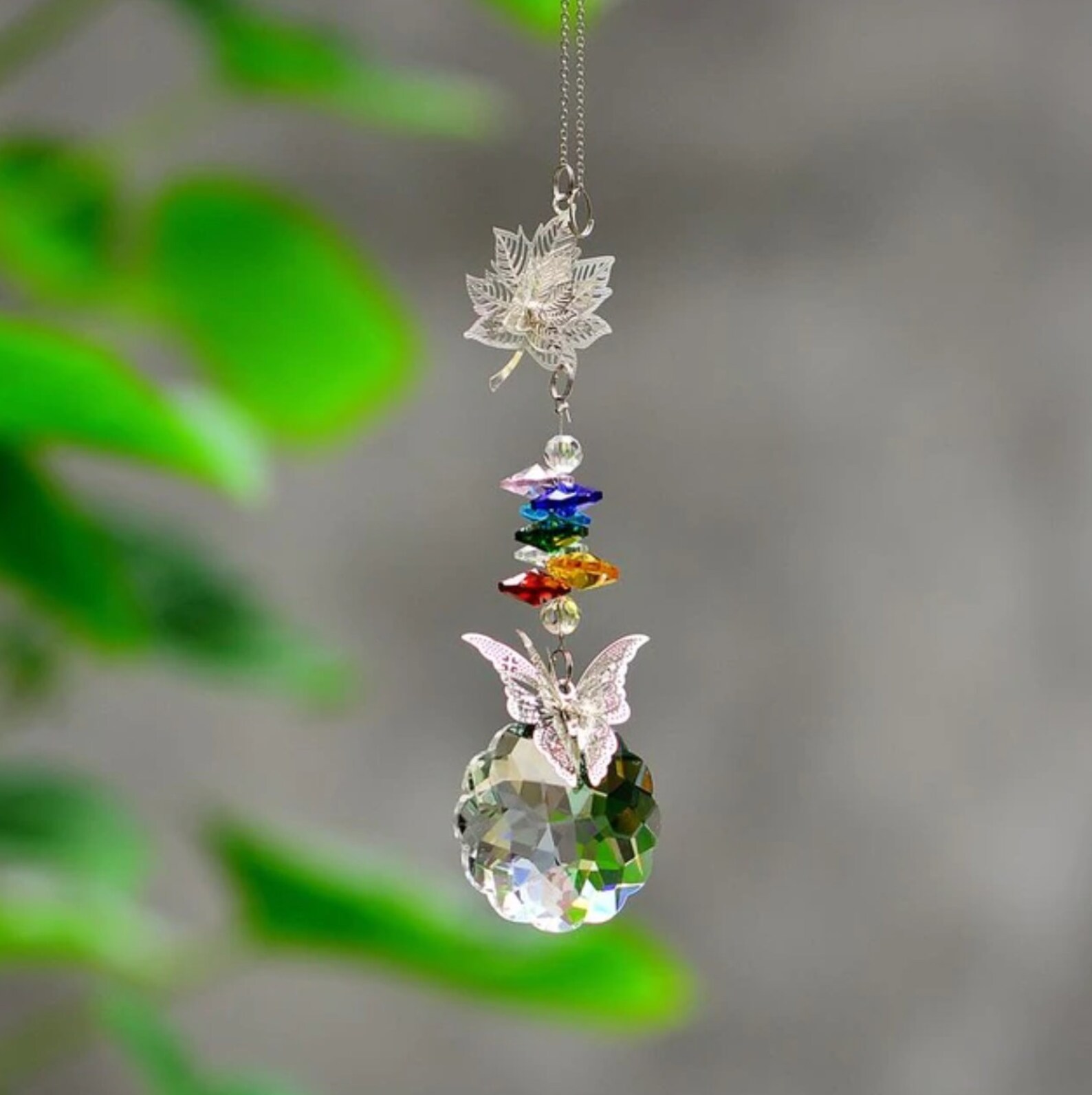 Hanging Butterfly Crystal Suncatcher / chakra prisms gemstone Etsy