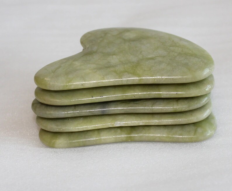 Natural green jade Gua Sha Board Pink Jade Stone Body Facial Eye Scraping Plate Acupuncture Massage Relaxation Health Care