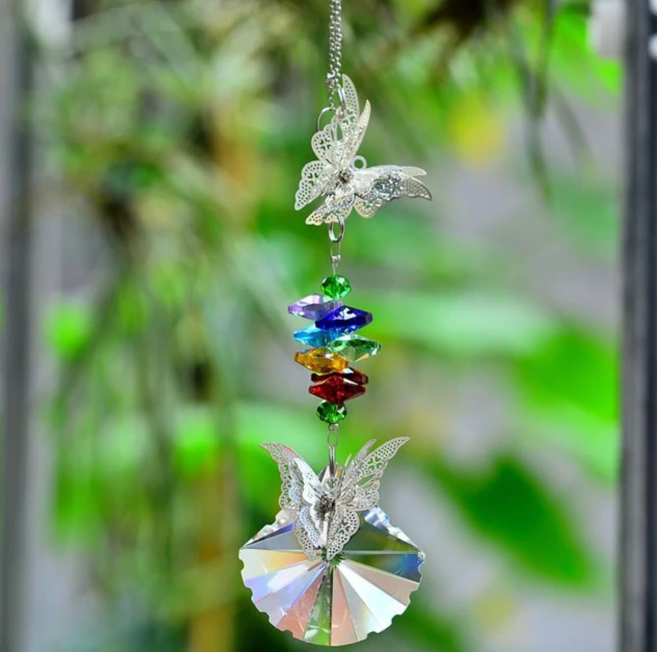 Hanging Butterfly Crystal Suncatcher / chakra prisms gemstone Etsy