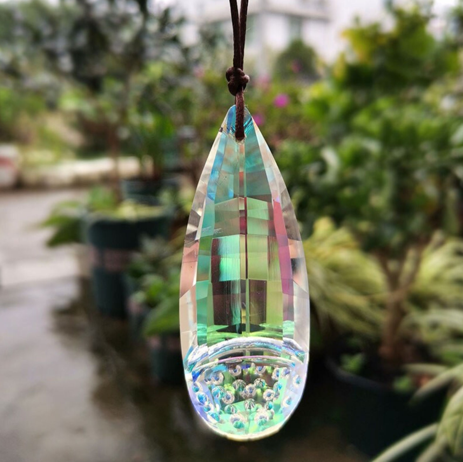 Large QUARTZ Crystal Prism Suncatcher Hanging Decoration Etsy