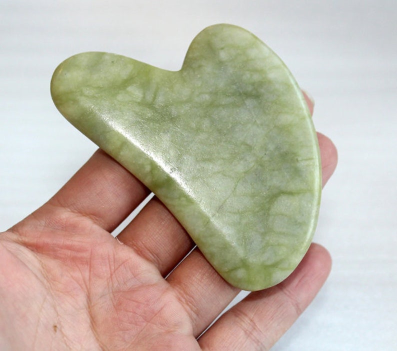 Natural green jade Gua Sha Board Pink Jade Stone Body Facial Eye Scraping Plate Acupuncture Massage Relaxation Health Care