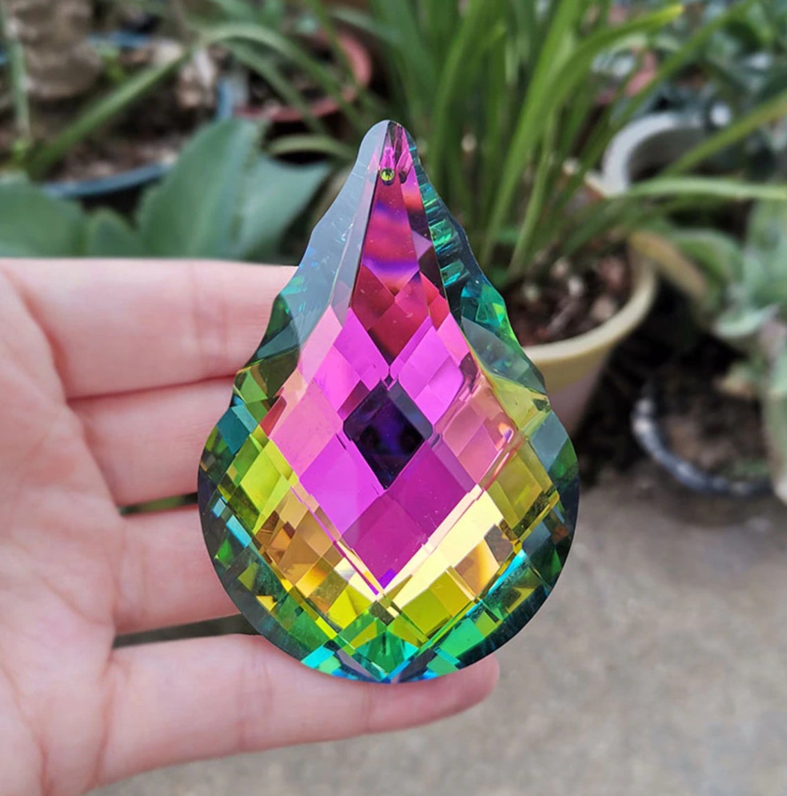 Large QUARTZ Crystal Prism Suncatcher Hanging Decoration Etsy