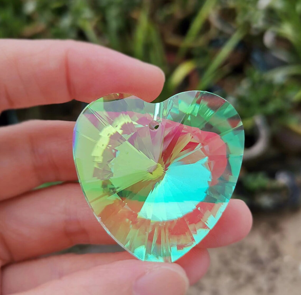 2pcs QUARTZ Crystal Prism Heart Pendant Suncatcher Hanging Etsy