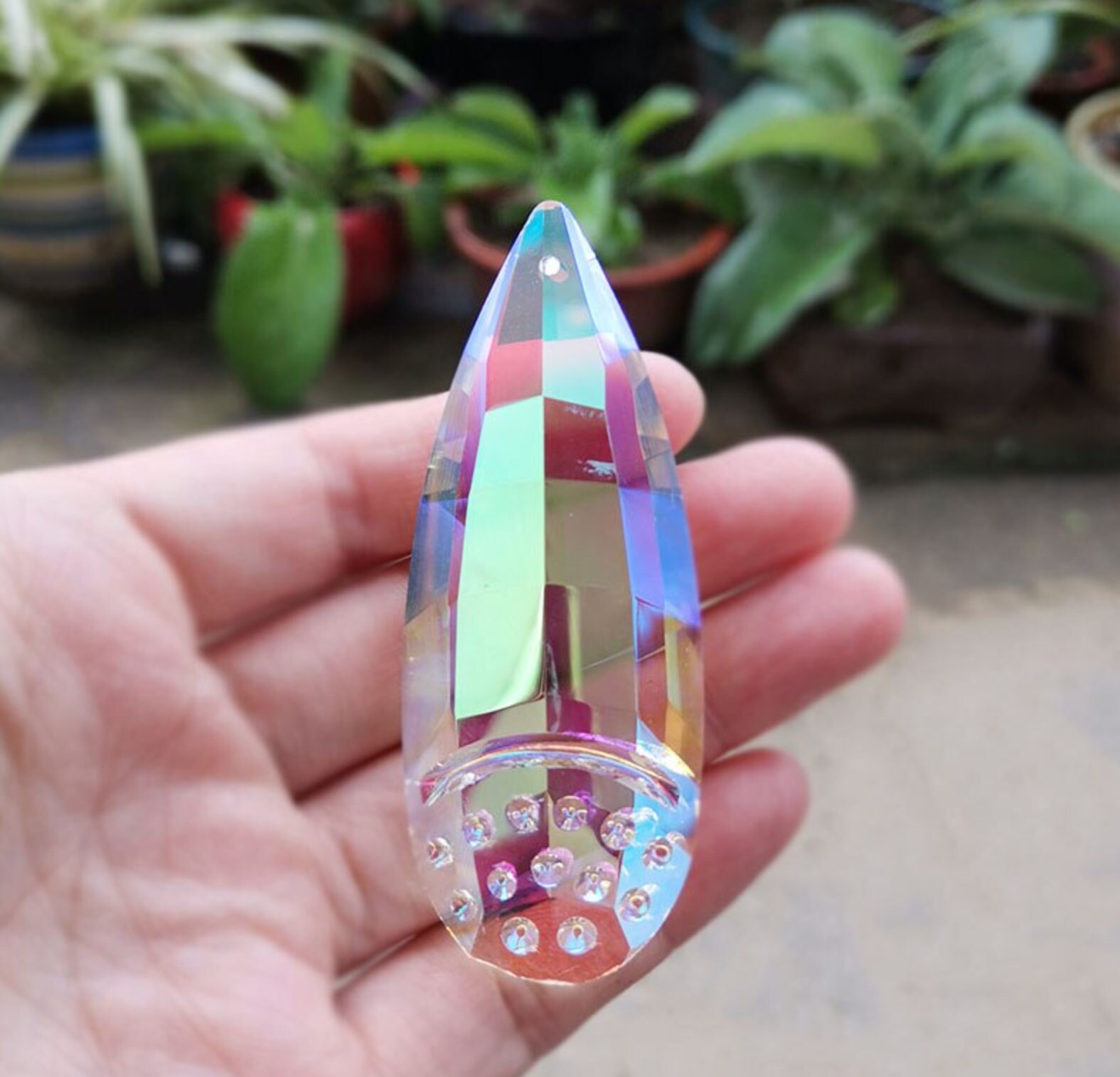 Large QUARTZ Crystal Prism Suncatcher Hanging Decoration Etsy
