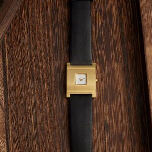 Vintage square goldplated watch for her, leather strap, LAURIS watch women image 2