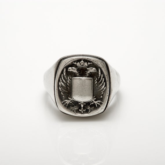 Silver Eagles signet ring. Solid ring with shield… - image 2