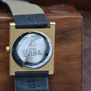 Vintage square goldplated watch for her, leather strap, LAURIS watch women image 10